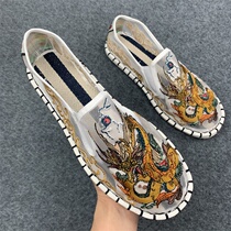 Summer hollow mesh old Beijing cloth shoes spirit boy middle-aged youth breathable slip-on casual couple student shoes