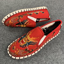 2022 embroidered cloth shoes mens old Beijing net red Doudou shoes couple Xishan casual flower cloth shoes lazy shoes driving