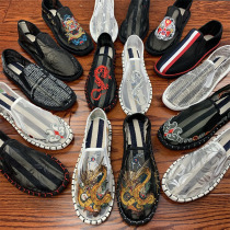 Summer embroidery hollow mesh old Beijing cloth shoes mens spirit guy Xishan middle-aged and young couples breathable casual shoes