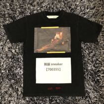 OFF-WHITE C O virgil Abloh Yellow Striped Religious Arrow Short Sleeve Tee Tee