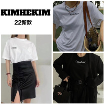 KIMHEKIM 22SS new chest front small LOGO sign letter short sleeve male and female loose trend T-shirt