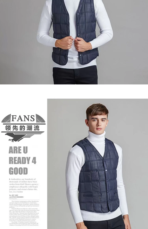 Mùa thu đông 2018 xuống áo vest cotton trung niên nam vest kinh doanh bình thường cổ chữ V xu hướng size dày 8690