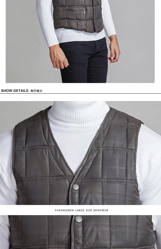 Mùa thu đông 2018 xuống áo vest cotton trung niên nam vest kinh doanh bình thường cổ chữ V xu hướng size dày 8690