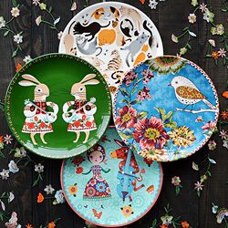 Elendil Scandinavian Country Style Underglaze Color Ceramic Tableware Western Food Plate Home Dish Plate Breakfast Snack Plate