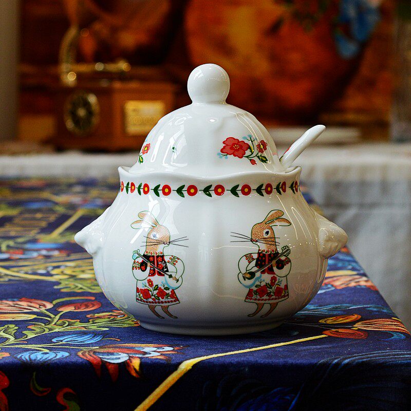 Fat EARENDIL Elandil French style bone china seasoning jar kitchen supplies salt jar sugar jar