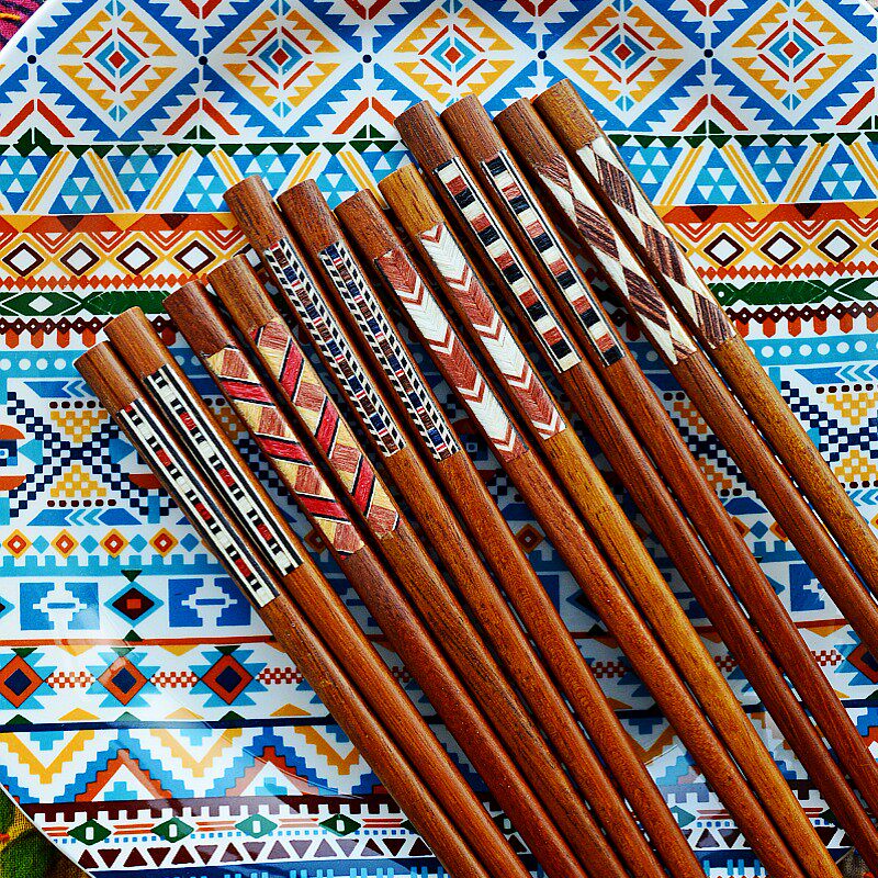 Elendil Mexican exotic wooden chopsticks Tenochca geometric figures household natural chopsticks