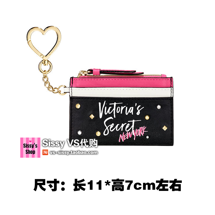 Tại chỗ! Bộ đếm chính hãng Victorias VS VS sọc hồng xách tay gói thẻ ví tiền xu ví đựng thẻ gucci