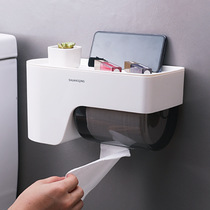 Shuangqing nail-free wall waterproof and anti-leaching tissue box Punch-free roll paper tube creative toilet sanitary napkin rack