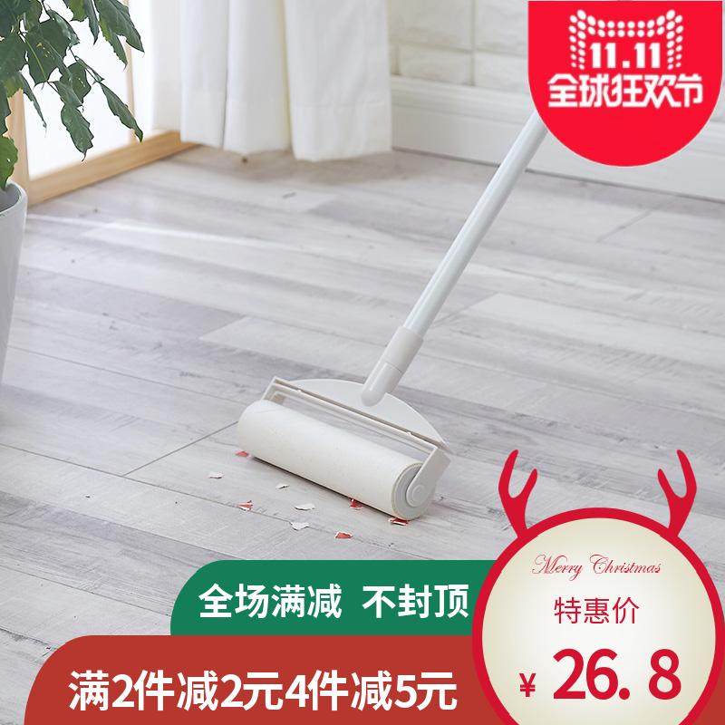 Multi-purpose retractable lazy floor tile Mop roller Gluing device 60 stickers Hair hair Dust Broom Gluing