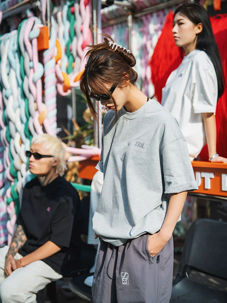 STA Базовая футболка с коротким рукавом и круглым воротом, одежда для пары, с short sleeve, американский стиль, для любимого