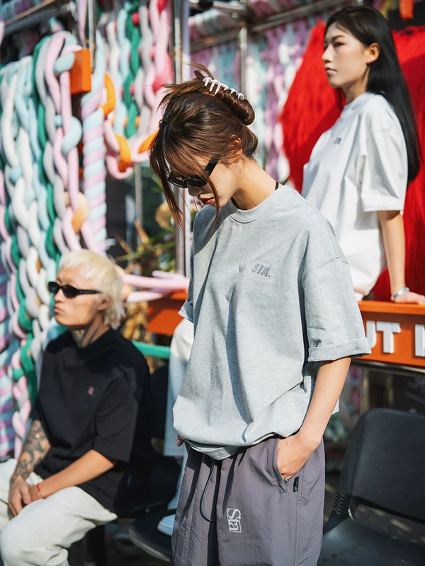 STA Базовая футболка с коротким рукавом и круглым воротом, одежда для пары, с short sleeve, американский стиль, для любимого