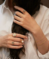 Dan `retro gốc 14k túi vàng mặt trăng ngọc trai tươi mát quanh co (ảo giác) gói nhẫn handmade tùy chỉnh nhẫn cưới pnj