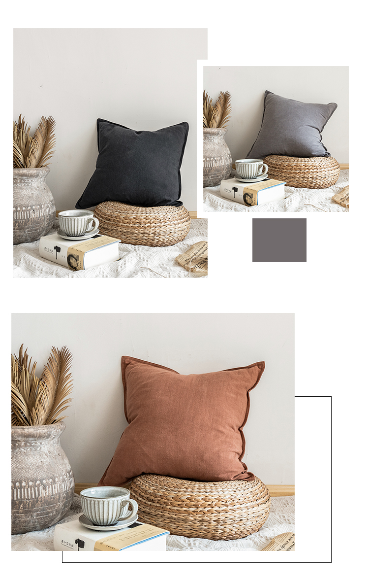 Nhật Bản phong cách rắn màu bông văn học và vải lanh gối sofa đệm hộ gia đình đầu giường eo vuông trở lại sofa lanh gối - Trở lại đệm / Bolsters gối để sofa