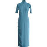 Летнее длинное ретро цветное ципао, жасминовый принт, средней длины