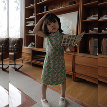 Jasmine Cheongsam New Product Completely Sleeveless Vintage Daily Printed Cotton Kids Cheongsam Page Girl