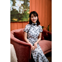 Jasmine cheongsam spring and summer new products short sleeves with full open long retro Literature and Art Daily chiffon cheongsam