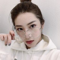 Net red ins Zhou Yangqing same glasses frame women Big Face Box gold edge large frame myopia glasses women have degrees