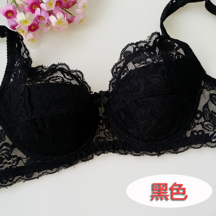 Mùa hè siêu mỏng ren gợi cảm ngực nhỏ đồ lót nữ 90B cỡ lớn tập hợp áo ngực hai hàng khóa thoải mái và thoáng khí áo lót cho người có vòng 1 to
