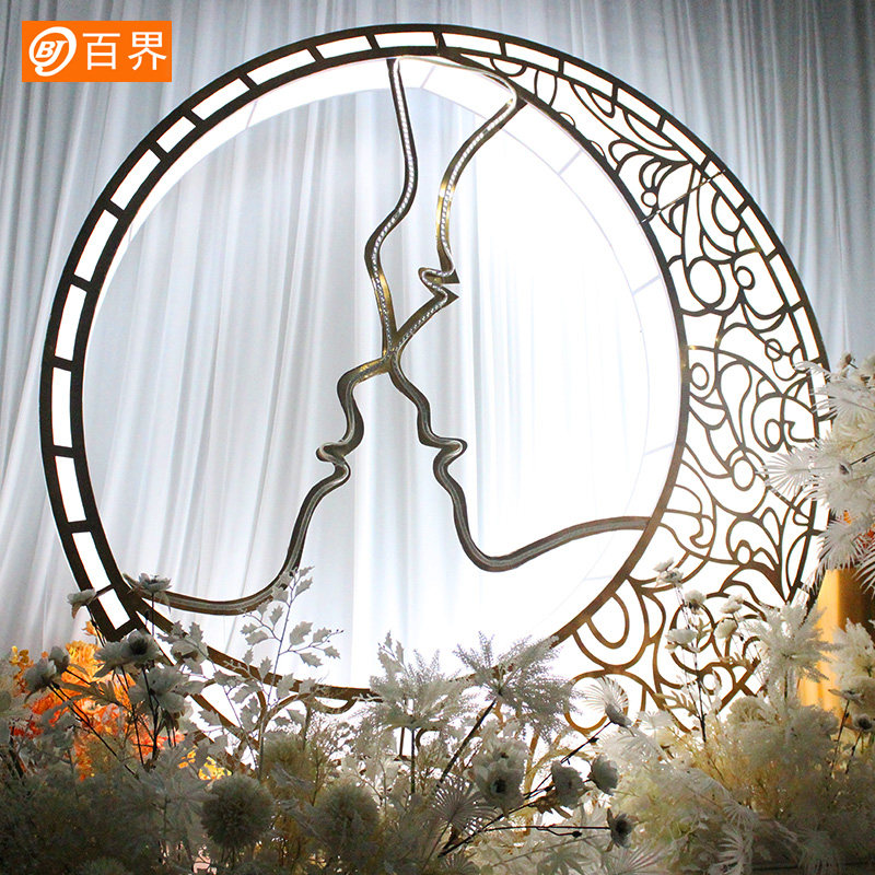 100 Worlds Wedding Celebration Props Iron Art Luminous Moon Light Box Background Pendulum Wedding Stage Arrangement Decoration Customizable