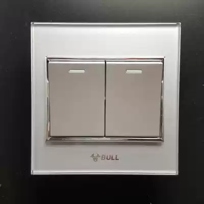 Bull switch socket Jingzhi panel 2-open double-cut switch socket Full moon silver two-open double-cut switch G22