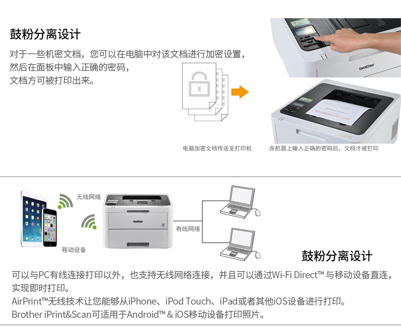 兄弟HL-3160CDW彩色激光数码打印机自动双面打印无线wifi 家用办公商用A4