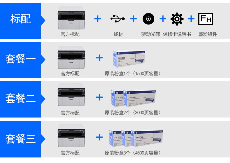 兄弟DCP-1608黑白激光打印机一体机扫描打印复印家用办公三合一
