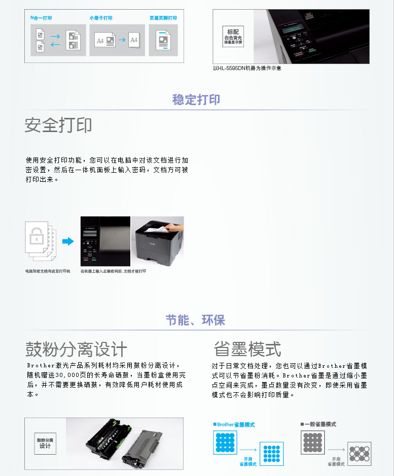 兄弟Brother HL-5580D黑白激光打印机A4自动双面打印高速