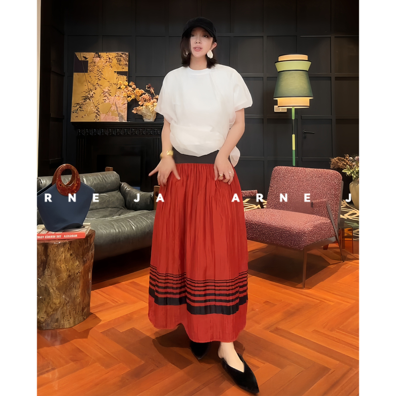「Arne Ja」Southwestern Exotic Yiwu Ethnic Style Three-Tiered Skirt with a Unique Design, Mid-Length Tiered Skirt