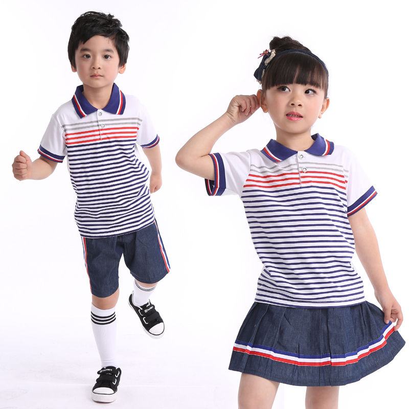 Купить детская форма 幼儿园园服夏季套装短袖纯棉英伦演出班服男女儿童中小学生校服 Chang Dragan ...