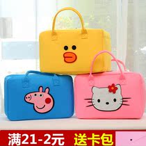Cartoon travel bag large capacity cute storage bag childrens duffel bag short-distance felt Hand bag women Cosmetic Bag bag