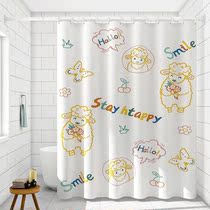 Waterproof curtain thickening shower curtain rental house partition curtain 220 high non-perforated mildew proof toilet light luxury telescopic pole 1