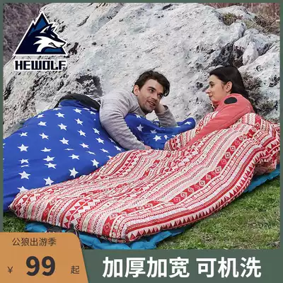 (Clearance)Male wolf sleeping bag adult outdoor adult winter thickened warm widened cold-proof camp Portable