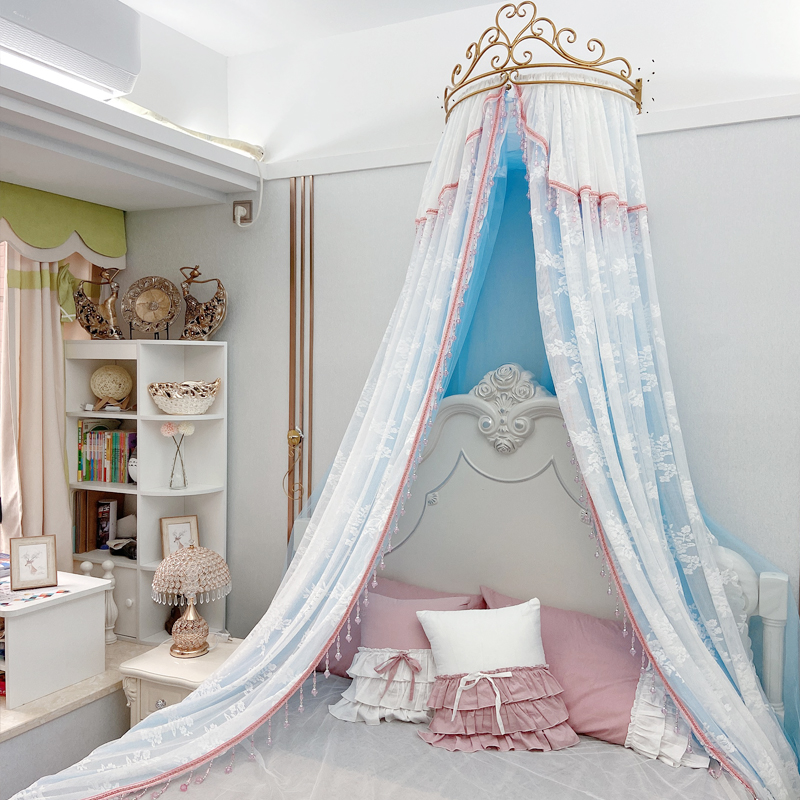 Bed Mantle Princess Bed Mantle Lace Nordic Wind Mind Beauty Yard bedside curtain yarn tent Wedding Crown Decorated Mosquito nets