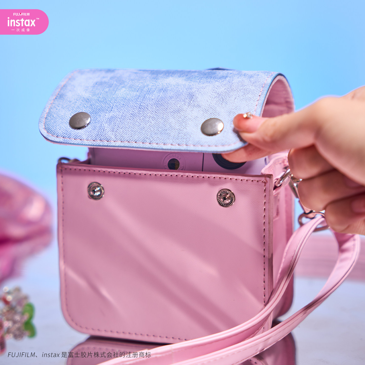 Fujifilm One-Time Imaging Genuine Fashionable Street Artifact Sweetheart Denim Camera Bag 2025 New Style