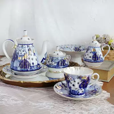 Cece Tea Shop Russian Royal Lomonosov Hard Porcelain Roof Garden Afternoon Tea Coffee Cup Saucer Teapot