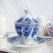 Cece Tea Shop Russian Royal Porcelain Lomonosov Hard Porcelain Mug with lid Teacup Coffee Cup Saucer