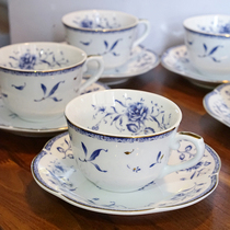 Spot narumi Minghai ceramic teacup saucer Chinese black tea cup saucer Coffee cup saucer 5 gift box blue and white retro