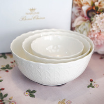 Spot narmi tinnitus silky white bone porcelain large bowl small bowl salad soup bowl white rice bowl 3 pieces Japan