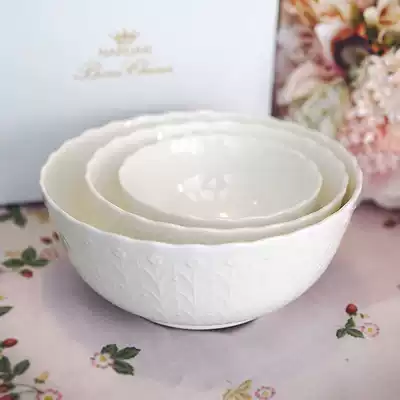 Spot narumi Narumi silky white bone china large bowl Small bowl Salad soup bowl White rice bowl 3 pieces