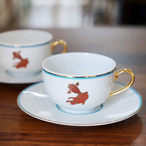Spot LEGLE France LIGU invited Moon goldfish playing water Ceramic coffee cup saucer Teacup saucer pair cup gift box