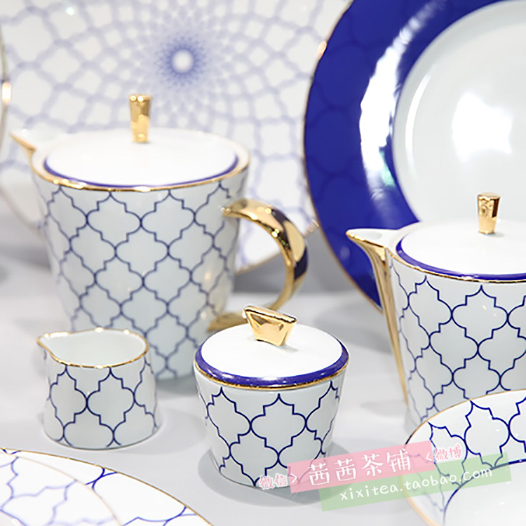 Spot LEGLE FRANCE French Ligu four-petal flower ceramic painting gold edge teapot 750 360ml