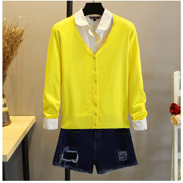 Mùa hè mỏng điều hòa áo sơ mi bên ngoài áo len cardigan nữ ngắn tay áo len dài mùa xuân và mùa thu khăn choàng hoang dã - Đan Cardigan áo khoác len nữ