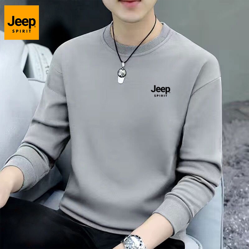 Jeep Jeep Spirit Crew Neck Sweatshirt for Men 2026 New American Casual Trendy Brand Versatile Base Shirt Top