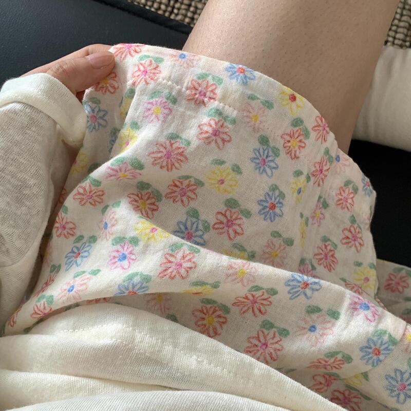 Little Daisy! Class a Pure Cotton Double-Layer Gauze Sleep Shorts for Women, Summer Casual Shorts That Can Be Worn Outside, Suitable for Walking and Home Wear