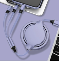 Жидкий силиконовый 1,2 метра телескопический кабель данных с быстрой зарядкой [Apple+Android+Type-C] [Лаванда фиолетовый]