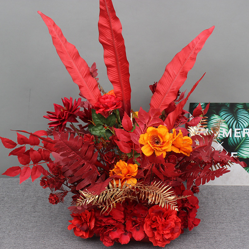 Wedding Celebration Flower Bird Nest Leaf Road Citation Basin Champagne Autumn Color Wedding Decoration Floral Chinese Wedding Stage Bujing-Taobao