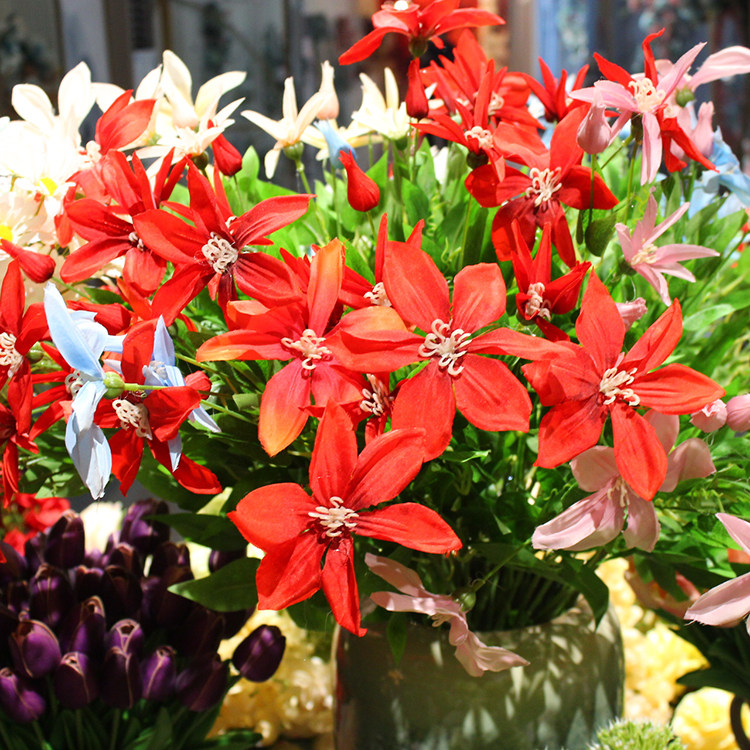 Iron Thread Lotus Emulation Floral Wedding Ceremony Decoration Floral Wedding Arrangement Fake Flowers Wedding single branch Bouquet Family Residence Decoration