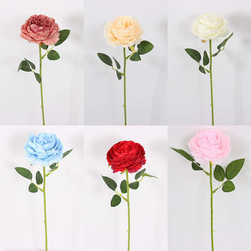Single-branch simulation flower foreign peony flowers Flowers Fake Flowers Shop Window Decoration Wedding Floral Wedding WEDDING CELEBRATION ROAD LEADING FLOWER ARRANGEMENT-TAOBAO