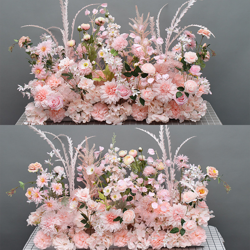 New wedding celebration upscale Fancy Grass Flower Platoon Emulation Flower Finished Flowers Wall T Road Leading Flowers Background Hang Flowers