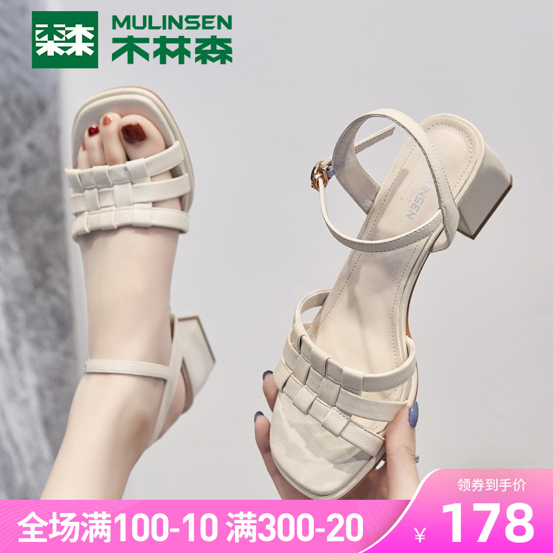 Wood Linson Sandals Women High Heels 2022 New Summer Outwear With Temperament Coarse Heel Women Shoes Fairy Wind Single Shoes